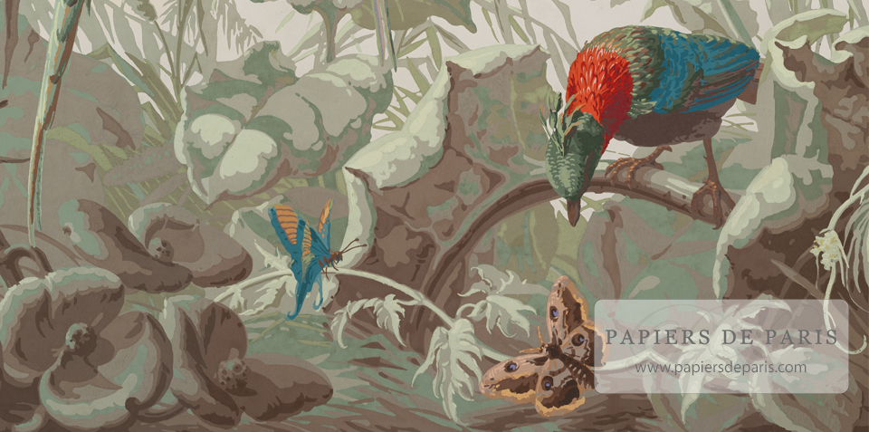 Papier peint panoramique Manufacture Desfosse Bresil oiseaux exotiques tropicaux MAD Paris